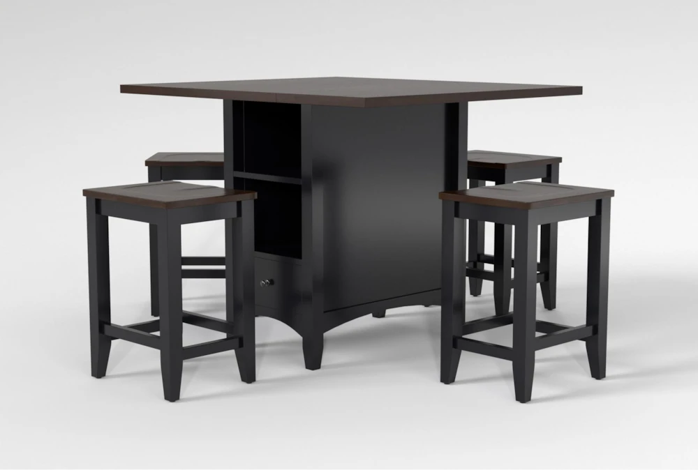 Kennedy Black 48" Counter With Backless Stools Set For 4 3 Kennedy Black 48" Counter With Backless Stools Set For 4 - Image 3