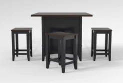 Kennedy Black 48" Counter With Backless Stools Set For 4 9 Kennedy Black 48" Counter With Backless Stools Set For 4 -KitchenCraft Store 284215 black wood dining set side 20