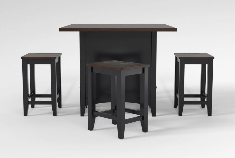 Kennedy Black 48" Counter With Backless Stools Set For 4 4 Kennedy Black 48" Counter With Backless Stools Set For 4 - Image 4
