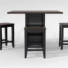 Kennedy Black 48" Counter With Backless Stools Set For 4