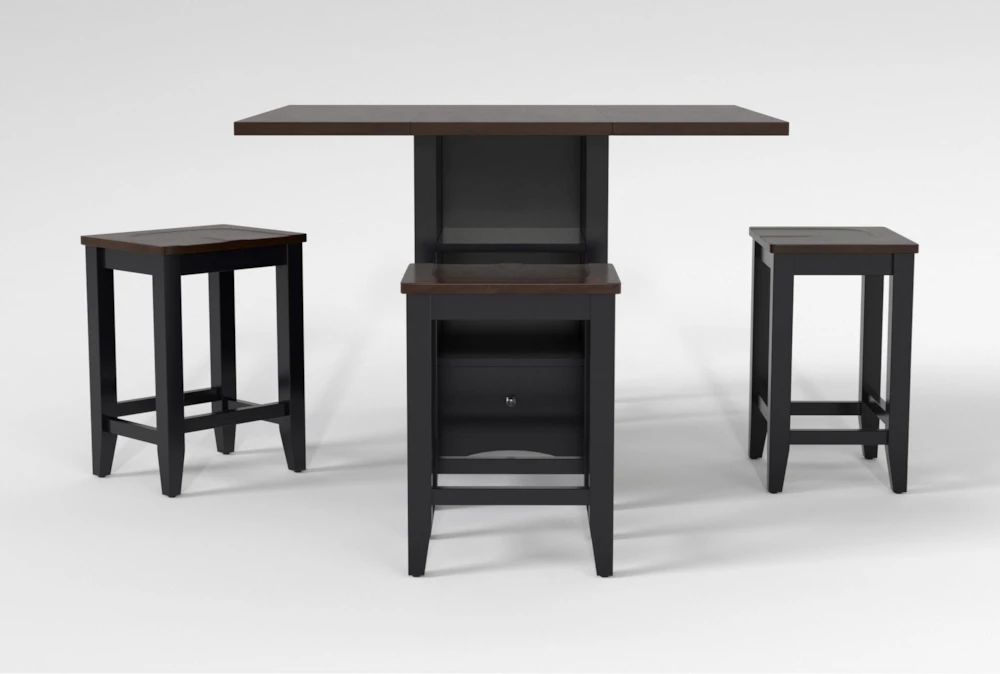 Kennedy Black 48" Counter With Backless Stools Set For 4 1 Kennedy Black 48" Counter With Backless Stools Set For 4
