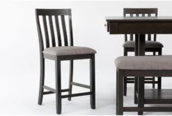 Westshore Grey 60" Counter Set With Bench For 6 -KitchenCraft Store 284325 grey wood counter height set detail 44