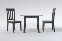 Kendall Espresso 42" Drop Leaf Dining With Slat Back Chairs Set For 2