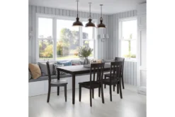 Kendall Espresso 60" Dining With Slat Back Chairs Set For 4