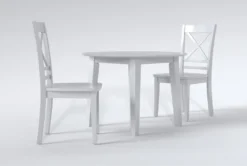 Kendall White 42" Drop Leaf Dining With X Back Chair Set For 2 -KitchenCraft Store 284349 white wood dining set side 19
