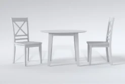 Kendall White 42" Drop Leaf Dining With X Back Chair Set For 2