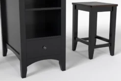 Kennedy Black 48" Counter With Backless Stools Set For 2 11 Kennedy Black 48" Counter With Backless Stools Set For 2 -KitchenCraft Store 284351 black wood counter height set detail 45