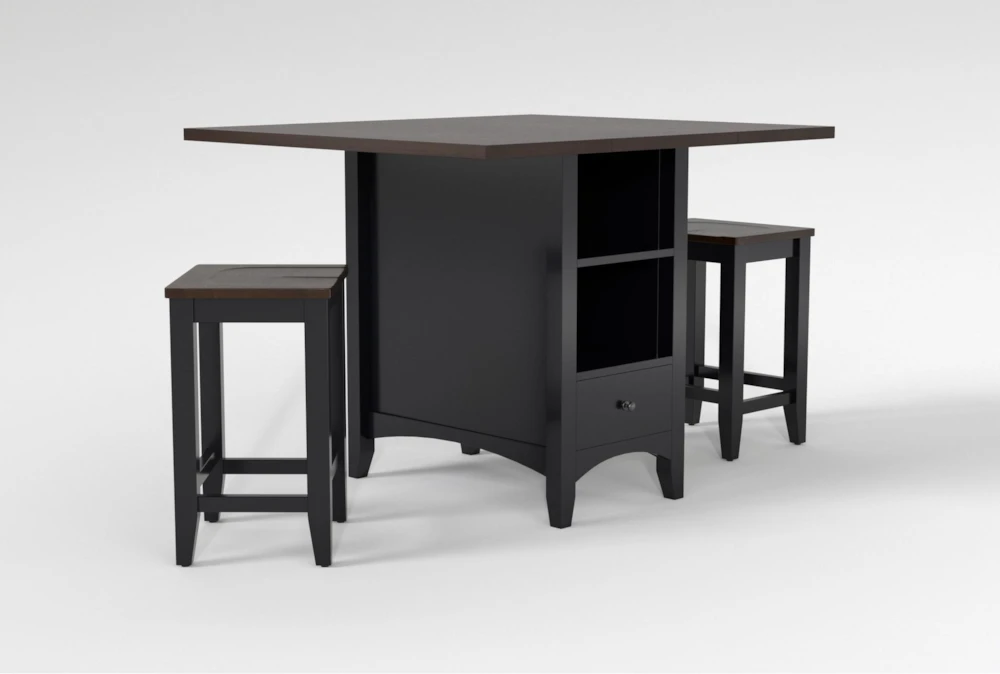 Kennedy Black 48" Counter With Backless Stools Set For 2 2 Kennedy Black 48" Counter With Backless Stools Set For 2 - Image 2