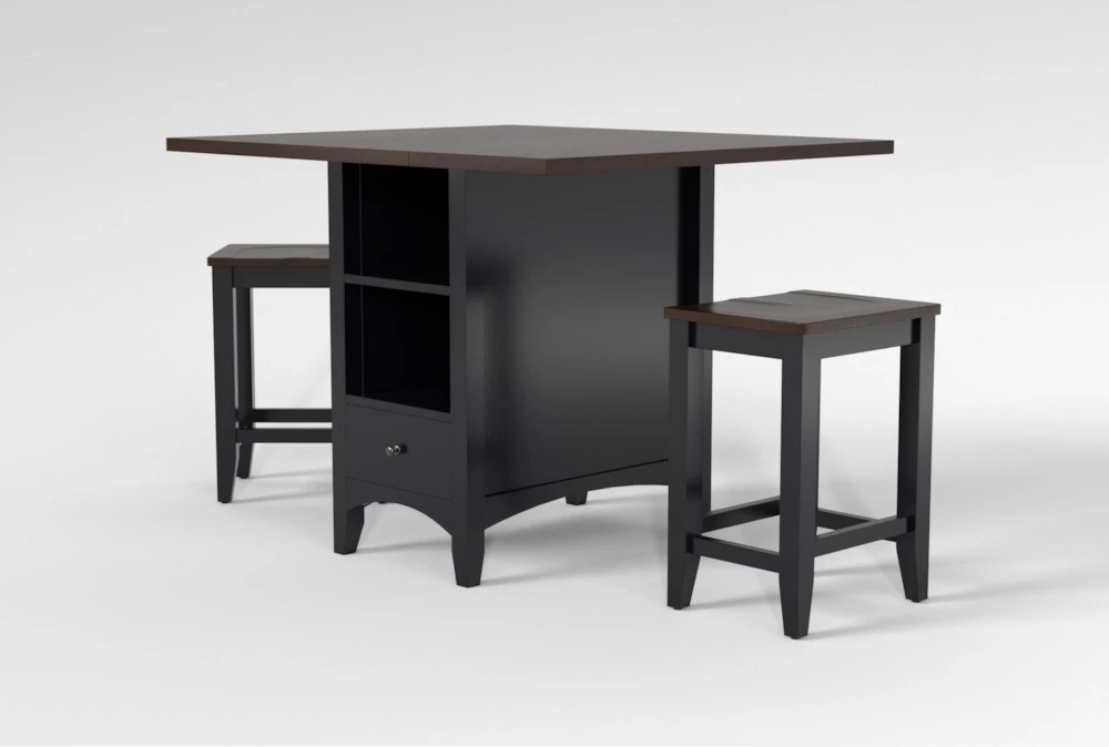 Kennedy Black 48" Counter With Backless Stools Set For 2 3 Kennedy Black 48" Counter With Backless Stools Set For 2 - Image 3