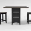 Kennedy Black 48" Counter With Backless Stools Set For 2