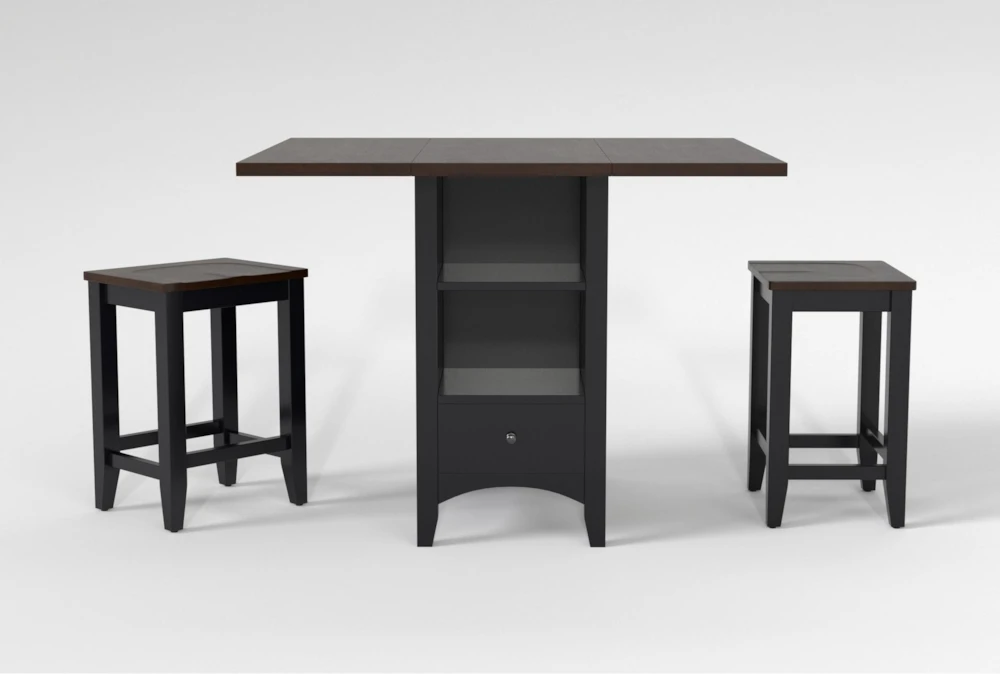 Kennedy Black 48" Counter With Backless Stools Set For 2 1 Kennedy Black 48" Counter With Backless Stools Set For 2