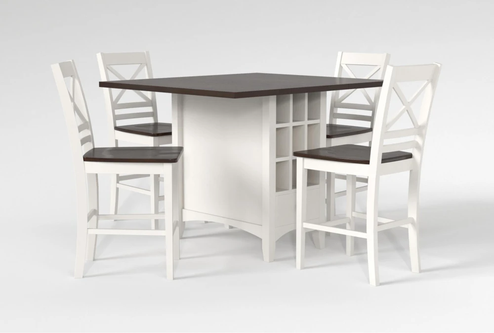 Kennedy White 48" Counter With X Back Stools Set For 4 2 Kennedy White 48" Counter With X Back Stools Set For 4 - Image 2