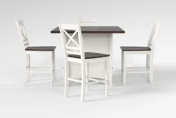 Kennedy White 48" Counter With X Back Stools Set For 4 9 Kennedy White 48" Counter With X Back Stools Set For 4 -KitchenCraft Store 284354 white wood counter height set side 20