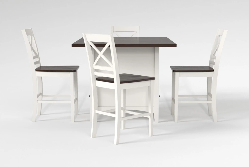 Kennedy White 48" Counter With X Back Stools Set For 4 4 Kennedy White 48" Counter With X Back Stools Set For 4 - Image 4