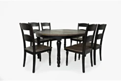 Pepper Creek Vintage 48" Black Round Dining Set For 6