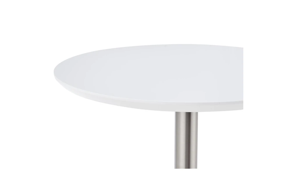 Rodney Matte White And Brushed Stainless Steel 41" Bar Table 3 Rodney Matte White And Brushed Stainless Steel 41" Bar Table - Image 3