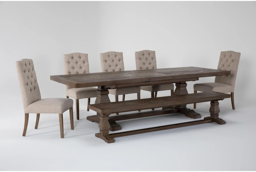 Caden 94"-112" Rectangle Extension Dining With Biltmore Chairs & Bench Set For 6 2 Caden 94"-112" Rectangle Extension Dining With Biltmore Chairs & Bench Set For 6 - Image 2