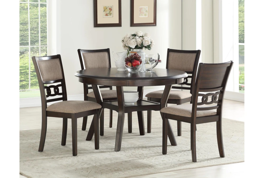 Joni Cherry Round 47" Dining Table Set For 4 10 Joni Cherry Round 47" Dining Table Set For 4 - Image 10