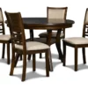 Joni Cherry Round 47" Dining Table Set For 4