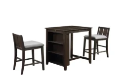 Kaine Cherry 36" Storage Counter Set For 2 -KitchenCraft Store 286859 brown wood counter height set front 02