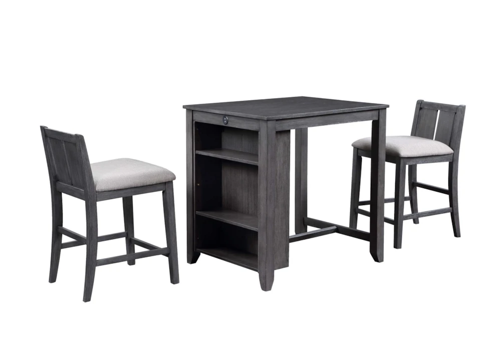 Kaine Gray 36" 3 Piece Storage Counter Set For 2 2 Kaine Gray 36" 3 Piece Storage Counter Set For 2 - Image 2