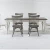 Edward 66" Dining With Urban Grey Chairs And Winter White Chairs Set For 6