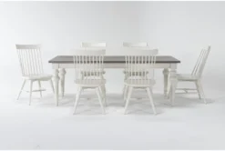 Edward 66" Dining With Winter White Chairs Set For 6