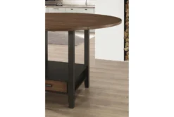 Jarvis Round Drop Leaf 60" Counter Table -KitchenCraft Store 288808 brown wood counter height table detail 45 1