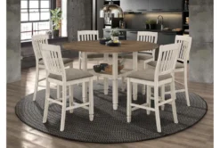 Walbridge 60" Counter Set For 4 -KitchenCraft Store 288811 brown fabric counter height set room 85 1