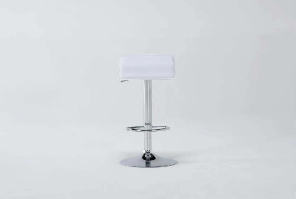 Collin Backless Adjustable Bar Stool White & Chrome 1 Collin Backless Adjustable Bar Stool White & Chrome