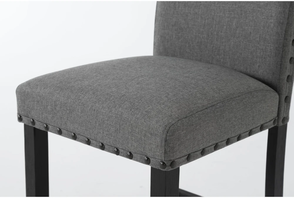 Kingsley Grey/Black Solid Back Counter Stool Nailhead Trim 4 Kingsley Grey/Black Solid Back Counter Stool Nailhead Trim - Image 4