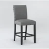 Kingsley Grey/Black Solid Back Counter Stool Nailhead Trim
