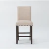 Kingsley Beige Solid Back Counter Stool Nailhead Trim
