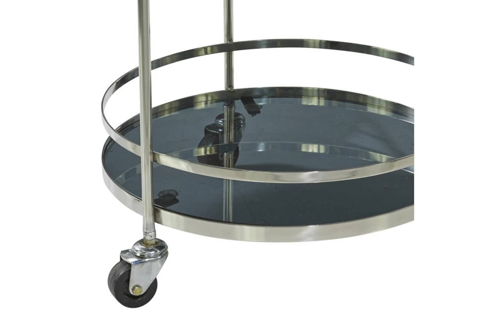 Silver Stainless Steel Round Bar Cart 5 Silver Stainless Steel Round Bar Cart - Image 5
