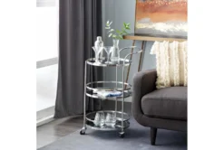 Silver Stainless Steel Round Bar Cart 14 Silver Stainless Steel Round Bar Cart -KitchenCraft Store 295267 silver metal bar cart room 85