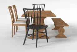 Magnolia Home Collins 84" Dining With Bungalow & Nora Dining Chairs Set For 6 By Joanna Gaines 8 Magnolia Home Collins 84" Dining With Bungalow & Nora Dining Chairs Set For 6 By Joanna Gaines -KitchenCraft Store 296746 natural wood dining set side 19