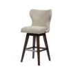 Marlow Camel/Brown High Wingback Button Tufted Swivel Bar Stool