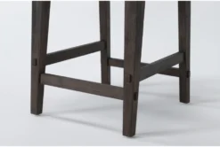 Gustav Counter Stool With Upholstered Seat By Nate Berkus + Jeremiah Brent -KitchenCraft Store 298496 dark brown wood dining chair detail 46