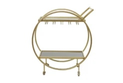 Gold Rolling Round Bar Cart -KitchenCraft Store 299637 back 82