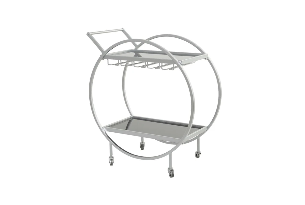 Silver Rolling Round Bar Cart 2 Silver Rolling Round Bar Cart - Image 2