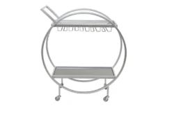 Silver Rolling Round Bar Cart 11 Silver Rolling Round Bar Cart -KitchenCraft Store 299638 front 03