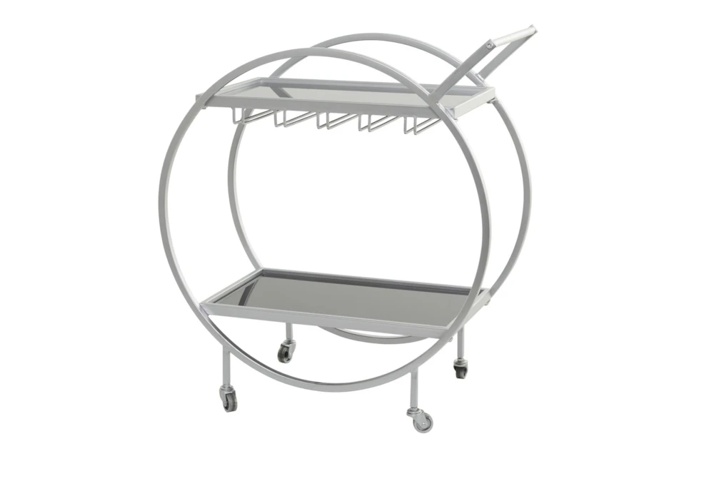 Silver Rolling Round Bar Cart 4 Silver Rolling Round Bar Cart - Image 4
