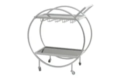 Silver Rolling Round Bar Cart 17 Silver Rolling Round Bar Cart -KitchenCraft Store 299638 silver metal bar cart material 76
