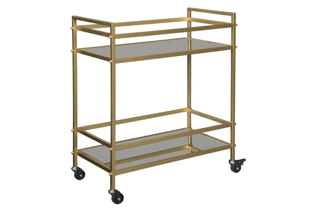 Chauncey Gold Finish Rolling Bar Cart 1 Chauncey Gold Finish Rolling Bar Cart