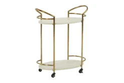 Maria Cream/Gold Rolling Bar Cart