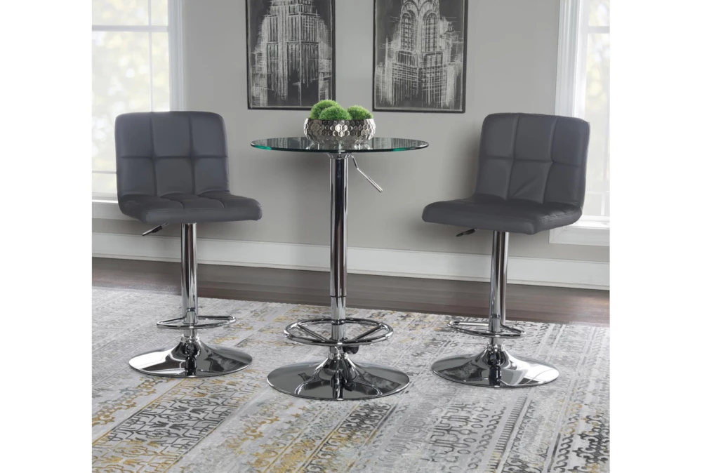 Jan Chrome Adjustable 23" Glass Pub Table 2 Jan Chrome Adjustable 23" Glass Pub Table - Image 2