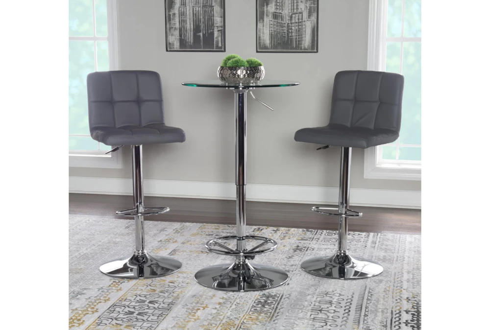 Jan Chrome Adjustable 23" Glass Pub Table 3 Jan Chrome Adjustable 23" Glass Pub Table - Image 3