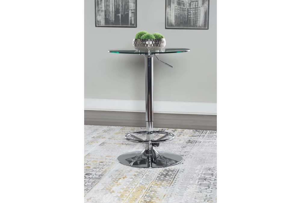Jan Chrome Adjustable 23" Glass Pub Table 6 Jan Chrome Adjustable 23" Glass Pub Table - Image 6