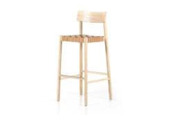 Allan Natural Woven Leather Bar Stool