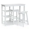 White 43" Breakfast Table Counter Set For 2